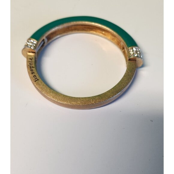 Lia Sophia Gold Tone Green Enamel Crystal Flex String Bracelet - Picture 2 of 7